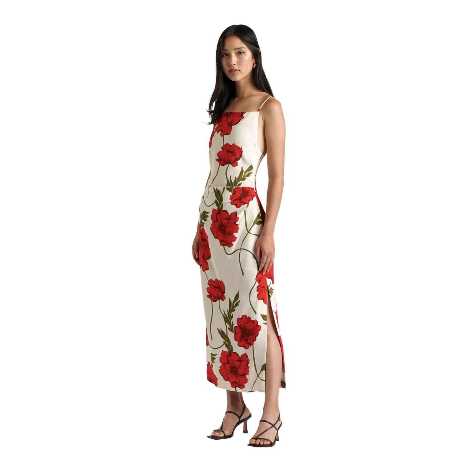 Cue Poppy Tucked Backless Midi Dress